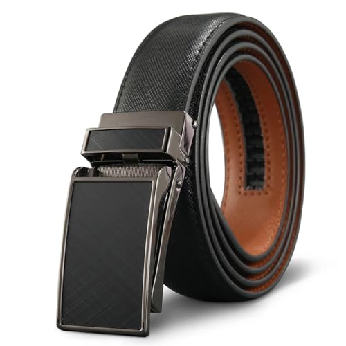 Men's Solid Color Leather Belt 3.0Cm Automatic Buckle Metal Leather Belt Waist Belt3