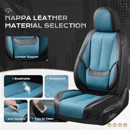 Image of Coverado Car Seat Covers Full Set, Seat Covers for Cars, Front Seat Covers and Back Seat Cover Waterproof Leather Automotive Seat Cover, Universal Car Interior Protectors for Most Cars