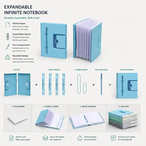 Couverture de carnet extensible réutilisable pour protéger vos écrits et vos projets - 5