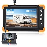 PARKVISION Kabellos Rückfahrkamera 8900mAh Wiederaufladbare Funk Rückfahrkamera Kabellos mit Akku Magnet Rückfahrkamera Auto mit 5“ Monitor Videoaufzeichnung, Rückfahrkamera für Auto LKW Wohnwager