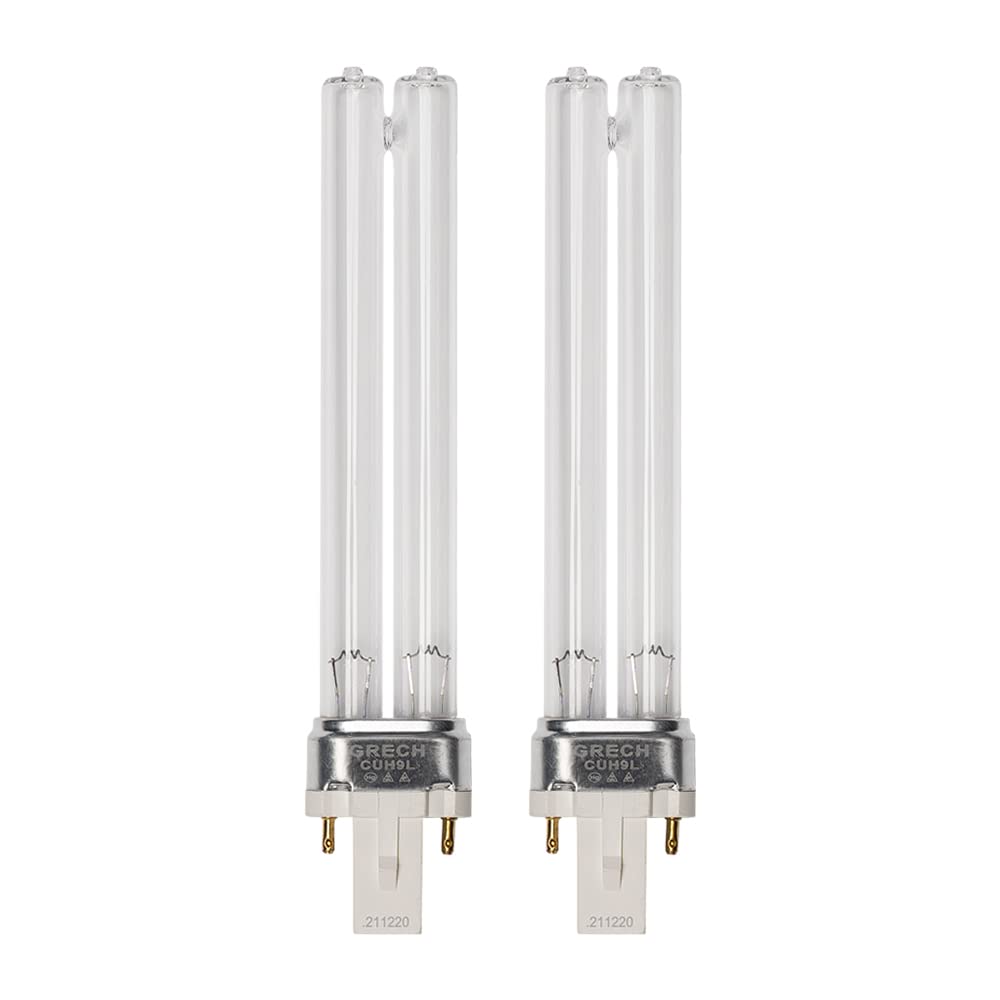 9W UV Ultraviolet G23-2 pin Base Replacement Light Clarifier Lamp Filter for Aquarium Koi Pond Fish Tank Compatible to CUV-109A - 2 Pack