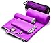 Set of 3 Microfiber Towels - Best for Gym Travel Camp Beach Backpacking Sports Outdoor Swim - Quick Dry Fast · Absorbent · Antimicrobial · Compact · Lightweight Men Women Gift Toiletry Bag (Purple)