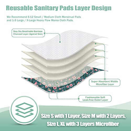 Image of wegreeco Reusable Menstrual Pads - Reusable Sanitary Pads | Reusable Panty Liners | Soft Cloth Menstrual Pads - 6 Pack with 1 Cloth Mini Wet Bag (L, Rose)