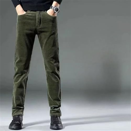 Men Corduroy Work Straight Casual Slim Fit Trousers Long Slacks Korean Style Pants3