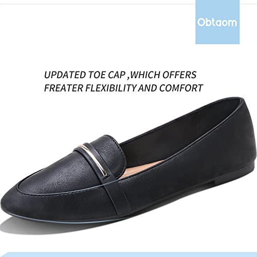 Obtaom Women's Pointy Toe Loafer Flat Comfortable Faux Suede Work Shoes,Cute Penny Loafer Slip On Ballet Flat3