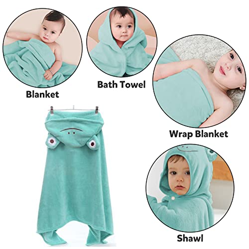 Image of ROMASA Baby Bath Towel Ultra Soft Hooded Towel Highly Absorbent Bathrobe Blanket Toddlers Shower Gifts for Boys Girls-27.5 inch x 55 inch (Green Frog)