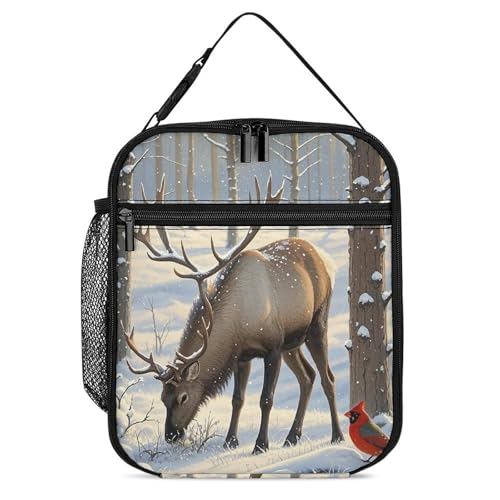 Insulated Lunch Bag Lunch Box With Side Pocket Reindeer Lunch Bag Lunch Tote Bags For Women