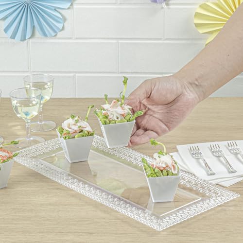 Image of Restaurantware 2 Ounce Appetizer Cups, 100 Square Mini Dessert Cups - Disposable, Recyclable, White Plastic Square Plastic Cups, Mini, For Appetizers Or Desserts - Restaurantware