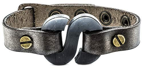 Wallystone Gems Shungite Bracelet Natural Leather Adjustable - 5G/Wi-Fi Neutralization - Heart Rate Normalization - Genuine Russian Shungite Stones - Each Have Certificate Autentification #TOP1
