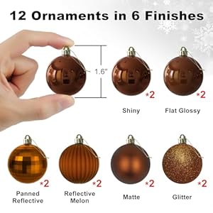 Bronze 16 Small Christmas Balls Christmas Tree Decoration Ornaments Shatterproof Hanging Balls for Birthday Halloween Holiday Wedding Decorations Set of 12pcs