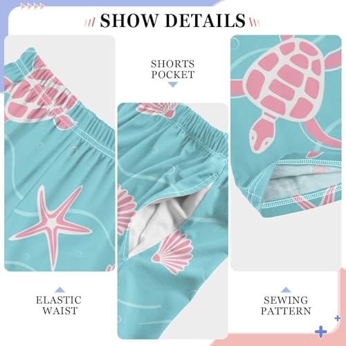 Boys' Pants Pink Turtles Starfish Blue Marine Long Bottoms Jogger Pants Elastic Waist Trousers with Pockets S-XL4