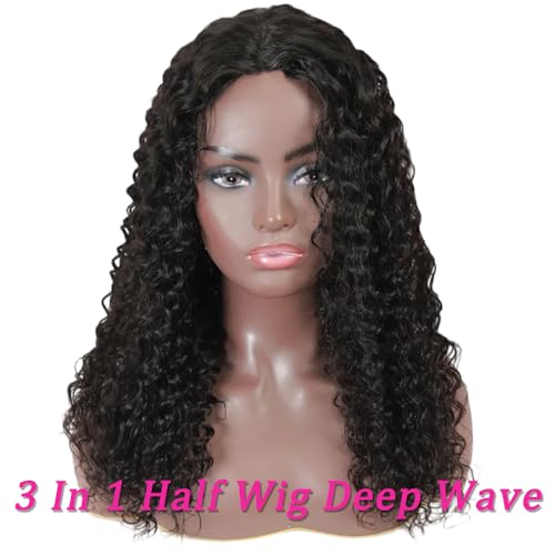 Perruque bresilienne half wig deep wave 20 pouces volumineuse