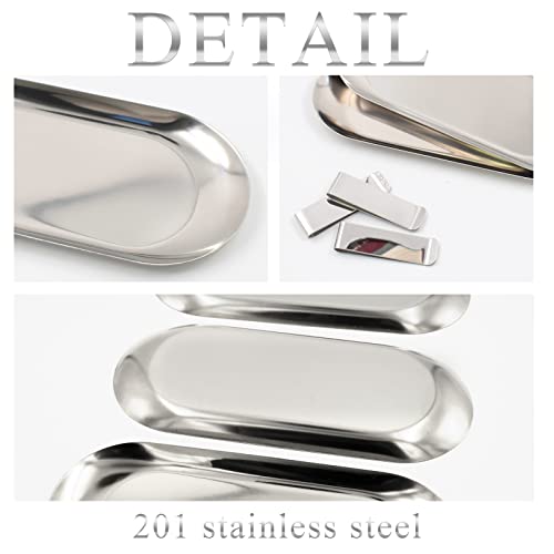 Image of 3 Pack Silver Check Holder Tip Trays with Clip, Check Presenters for Restaurants Receipt Holder Money Clip for Cash and Credit Cards, Stainless Steel Money Tip Clips Check Holder (8.7 x 3.5 Inch)