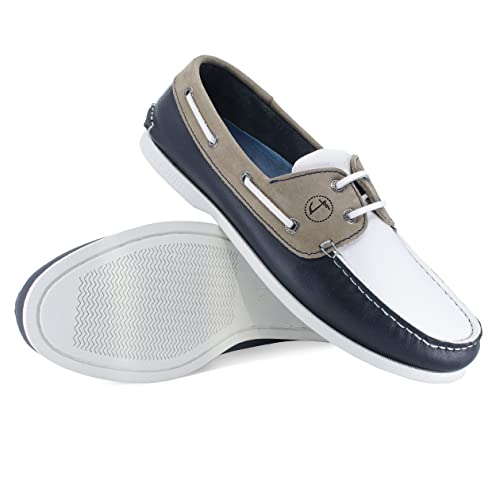 Seajure Men’s Boat Shoes Vendicari Navy Blue, White and Camel Leather and Nubuck4