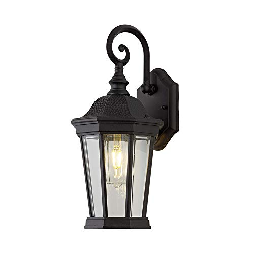 Smeike Exterior Light Fixtures, Large Outdoor Wall Light/Lantern, Outdoor Porch Light Fixtures Wall Mount In Matte Black Finish With Clear Glass, Aluminum Alloy, 60W #TOP3