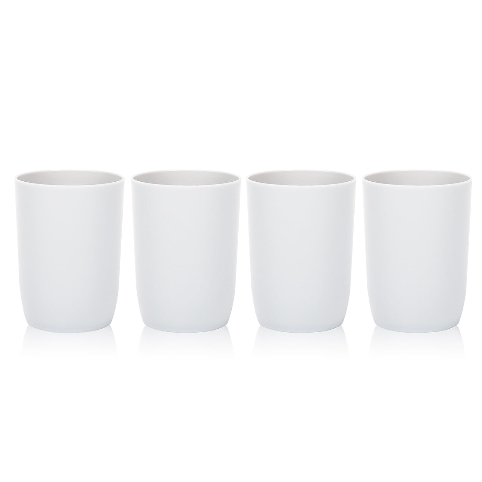 Topsky 4pcs Bathroom Tumbler Toothbrush Plastic Tumblers Water Tumbler Reusable Drinkware Mouthwash Cup White