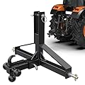 Black 3 Point Trailer Hitch 2” Receiver and Trailer Ball Hitch with Hook, Tractor Mover Drawbar Hitch, 3 Pt Quick Hitch Farm Equipment and Subcompact Trailer Hitch for Tractor Standard Category 1