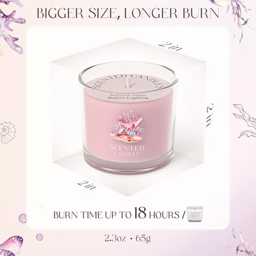 Image of CHILLFLAME Scented Candles Gifts for Women, Candle Gift Set for Her, 3 Pink Ocean Candles, Birthday Gifts for Women /Men (Pink, 7 oz)