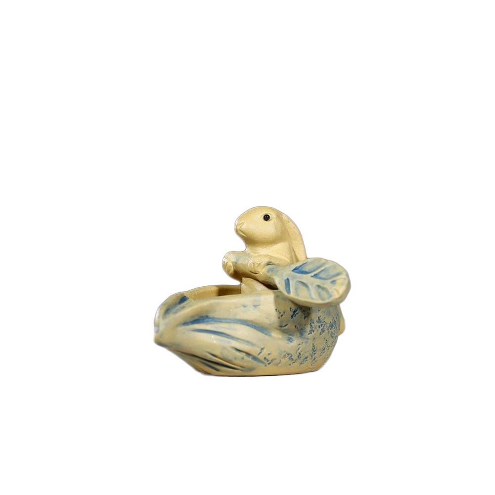 LHQ-HQ Handmade ore Purple Sand Tea pet Leaf Boat Purple Sand Pot Sculpture Tea Tray Decoration