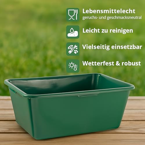 BURI Futterwanne 65L Wasserbottich Pferd Wanne lebensmittelecht Wassertrog - Kunststoffwanne grün 71x46 cm Wildwanne Bottich groß Pferdetränke Pferde Tränke Jagdwanne