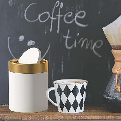 Jillick Mini Trash Can With Lid, Stainless Steel Small Tiny, Countertop Trash Can For Desk Office Coffeetop, Swing Top Trash Bin 1.5 L/0.40 Gal, White #TOP6