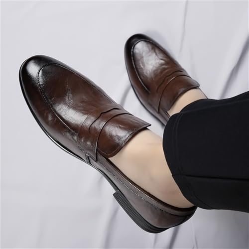 Men's Prom Shoes Faux Leather Office Vintage Solid Color Round Toe Casual Non Slip Block Heel Anti-Slip Shoe Slip On2