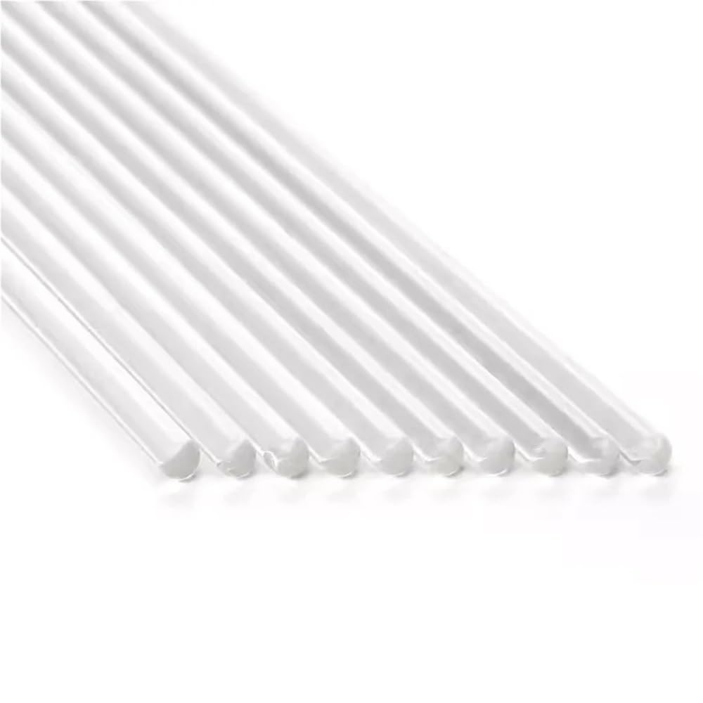 Asta di miscelazione trasparente 5 pezzi 10 Bacchette di agitazione in vetro borosilicato a testa rotonda, solide barre bastoncini da laboratorio trasparenti ispessite | 10x400mm