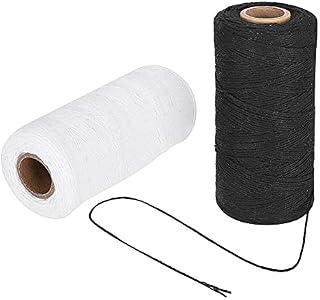 HERCHR Sewing Thread Black White, 2 Rolls Warp Thread for Weaving Loom Cotton Thread for Crocheting, Weaving, Knitting, Embroidery, 273 Yards