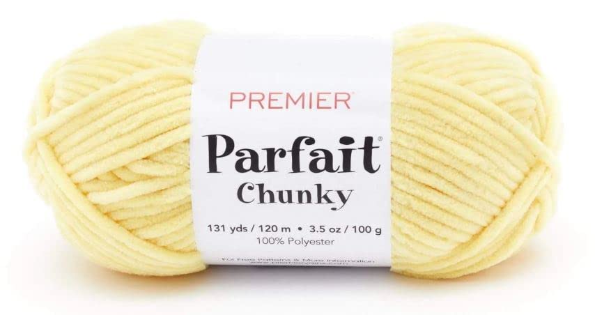 Image of Premier Yarns Parfait Chunky Chenille 3.5 Oz 6 Super Bulky Weight 3 Pack Bundle with Bella's Stitch Place Holders (Sunshine)