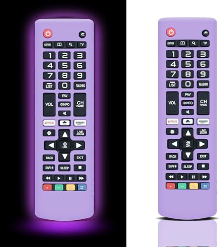 Funda de silicona para mando a distancia LG TV Glow in The Dark, funda para mando a distancia LG Smart TV AKB75095307 AKB75375604 AKB74915305 (violeta luminoso) -【 Pack de 2