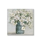 ZHAOLIN Simplicidad abstracta moderna Flores blancas Textura pura Pintura al óleo Sala Comedor Decoración Pintura Sofá Fondo 80X80cm (31x31in) Sin marco