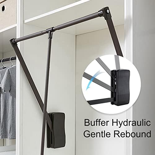 Adjustable Pull Down Wardrobe Rail - Side Mounted Closet Rod Lifter, Retractable Hanger System for 21-47 Inch Cabinets, Silver Finish, Maximize Storage Space!