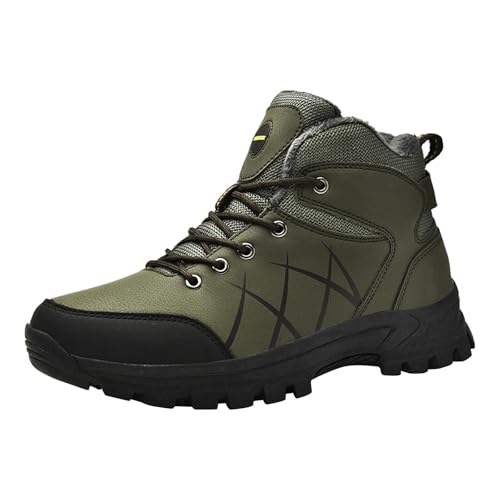 Botas de senderismo para hombre, ajuste ancho, botas de senderismo para hombre, impermeables, cálidas, con forro de piel, antideslizantes, zapatos de trabajo, mochileros, senderismo, senderos, zapatos