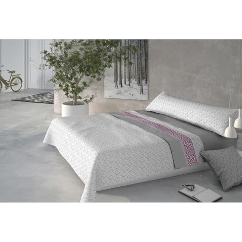 Pierre Cardin® Juego de Sabana 3 Piezas, sabanas 135 x 200 cm, 100% poliéster, Gramaje 190g/m², Sabana encimera 210 x 270 cm, Fundas de Almohada 45 x 155 cm, CORALINA Nino Gris