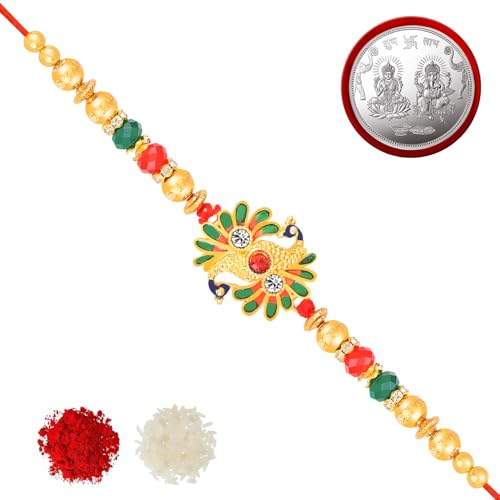Image of De Marquis Send Rakhi Set for Brother | 1 Rakhi + 1 Coin | Roli-Chawal Pack | Greeting Card | Rakhee Gift | Rakshasutra | Happy Rakshabandhan