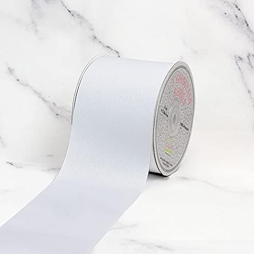 Creative Ideas GRO3000-029 , 3" Inch Solid Grosgrain Ribbon, 25 Yards, White, 25 yd