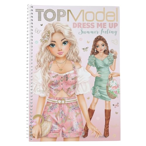 Depesche 13833 TOPModel Summer Feeling - Libro de Pegatinas Dress Me Up con 24 páginas de Motivos de Modelos para Decorar, Incl. 7 páginas de Pegatinas de Accesorios