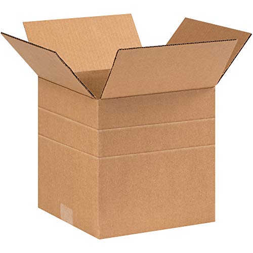 Image of Box USA MD999 Multi-Depth Corrugated Cardboard Box, 9 inch L x 9 inch W x 9 inch H, Kraft, for Shipping, Packing and Moving (Pack of 25)