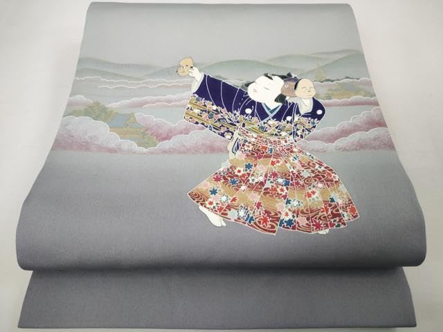 塩瀬 九寸開き名古屋帯 友禅 奴道成寺 金彩 - 製品詳細