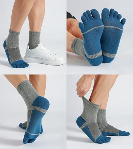 Men's Five Finger Toe Socks Cotton Crew Casual Colorful Patterned 5/6 Pairs3