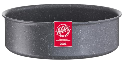 Lagostina Ingenio Mineralis Tegame Ø 24 cm, Tegame con Corpo in Alluminio 100% Riciclato, per Gas, Forno e Induzione, Utilizzabile con Manico Removibile (non incluso)