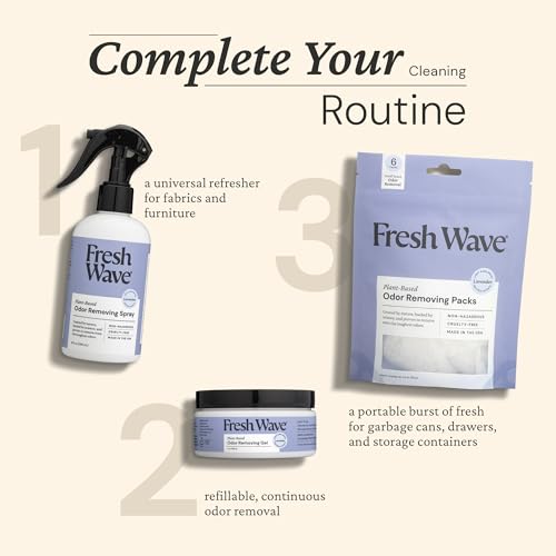 fresh wave lavender odor removing gel 7 oz pack of 3 - safer odor absorbers for home natural plant-based odor eliminator every 7 oz lasts 15-30 days for cooking trash amp pets