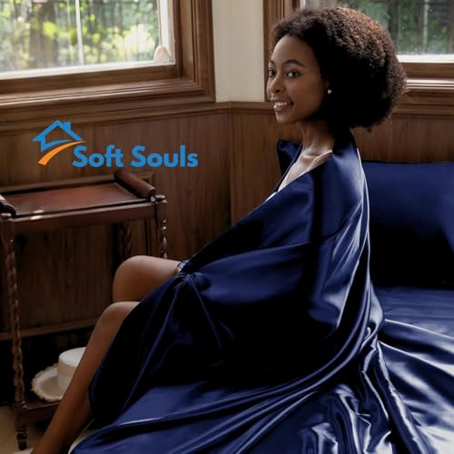 Image of SOFT SOULS Satin Silk Bedsheet with Pillow Covers Double Bed for Couples, Valentine's Day, Girlfriend, Boyfriend, Husband, Wife, or a Romantic Wedding First Night (Double Bed Sheet)