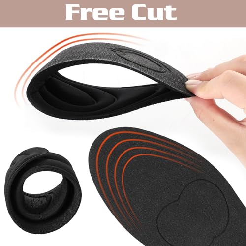 Image of 2 Pairs Memory Foam Insoles, Full-Foot Responsive Cushioning, Plantar Fasciitis Insoles for Women Man, Orthotic Shoe Inserts Arch Support Inserts for Foot Health (Black Grey, W 7.5-8.5 /M 5.5-6.5)
