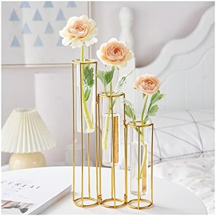 Flower Vase Glass Vase Decoration Accessories Flower Vases Glass Plant Holder Flower Arrangements Metal Vases Wedding Decor(3 Glass Tube) (3 X Test Tube Vase) Decorative Vases (Combination B) image 4