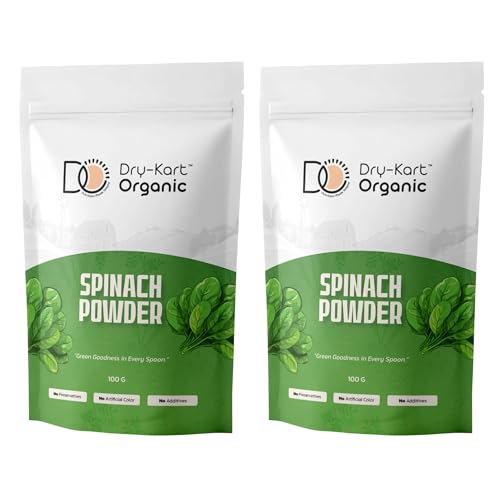 Dry-Kart Organic Spinach Powder | Double Combo Pack | 100 g x 2 | Spinach Powder for Family Use