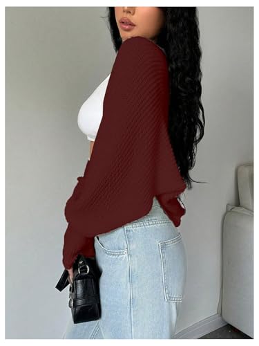 Image of GORGLITTER Women's Open Front Cropped Cardigan Bolero Sweater Lightweight Long Sleeve Shrug Knit Top