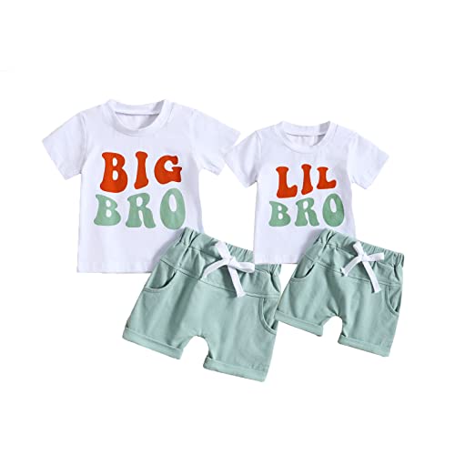 Image of Big Brother Little Brother Matching Outfit Toddler Baby Boy Long Sleeve Crewneck Shirts Shorts Fall Winter Clothes