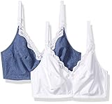 Loving Moments by Leading Lady Women's Comfortable Cotton 2-Pack Nursing Bras, Denim/White, 38D