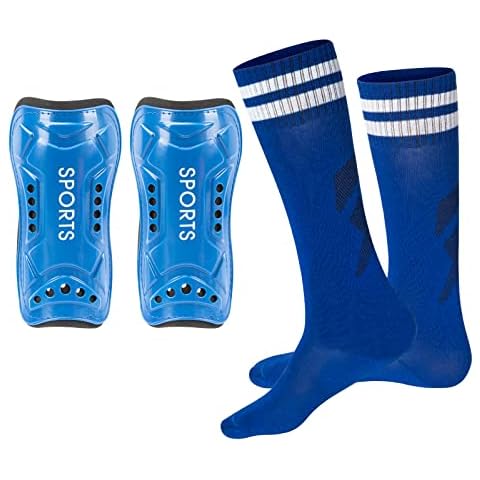 Youth Soccer Shin Guards, Breathable Child Calf Protective Gear for 3-15 Years Girls Boys Toddler Kids Teenagers (Small, Blue) Cover